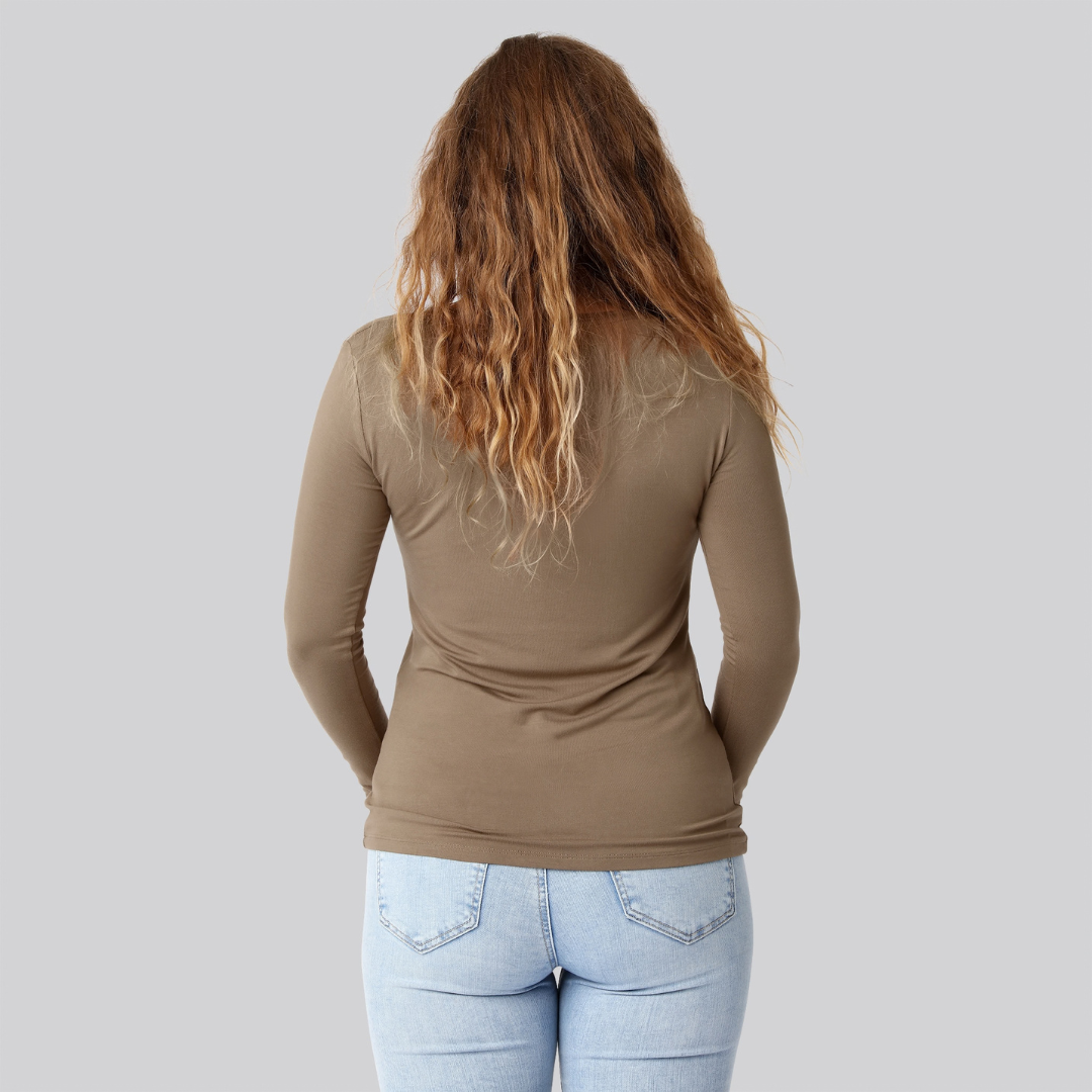 Bambus langærmet t-shirt i sand til damer