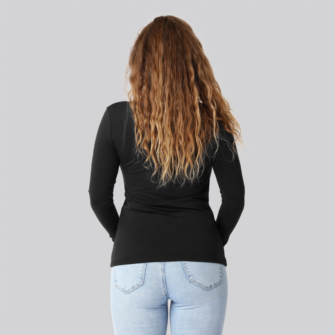 Bambus langærmet t-shirt i sort til damer