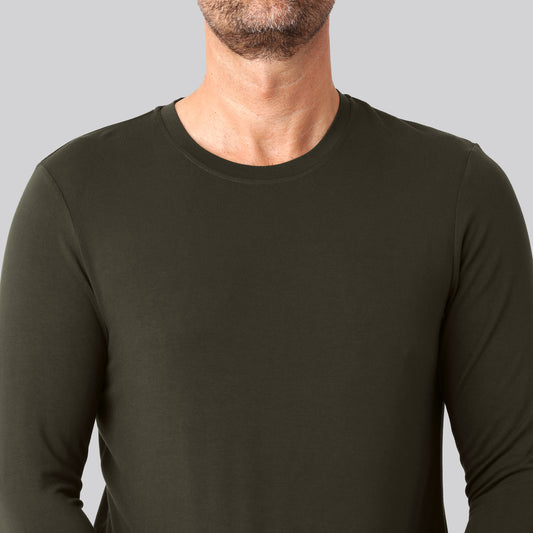 Bambus langærmet t-shirt mørkegrøn mand