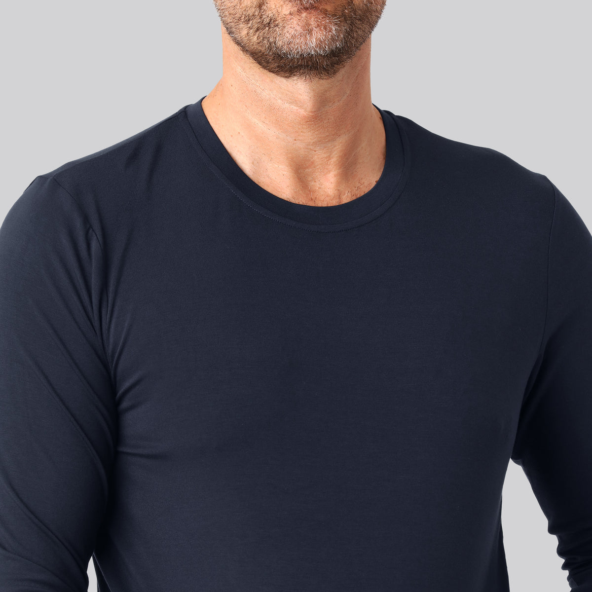 Bambus langærmet t-shirt navy mand
