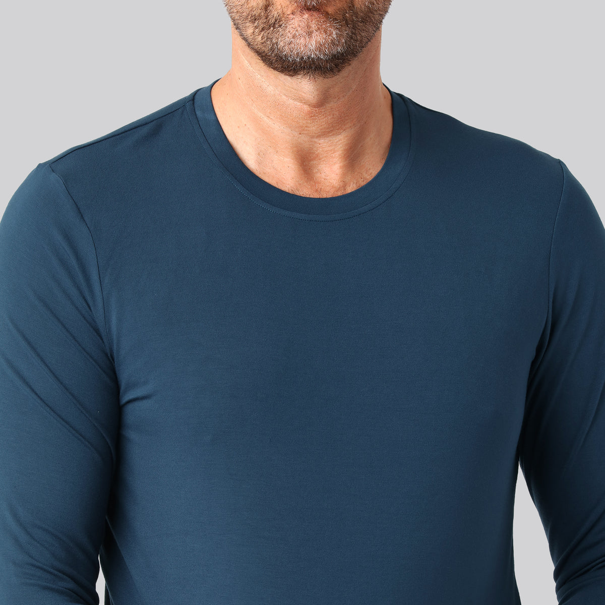 Bambus langærmet t-shirt petroleumsblå mand