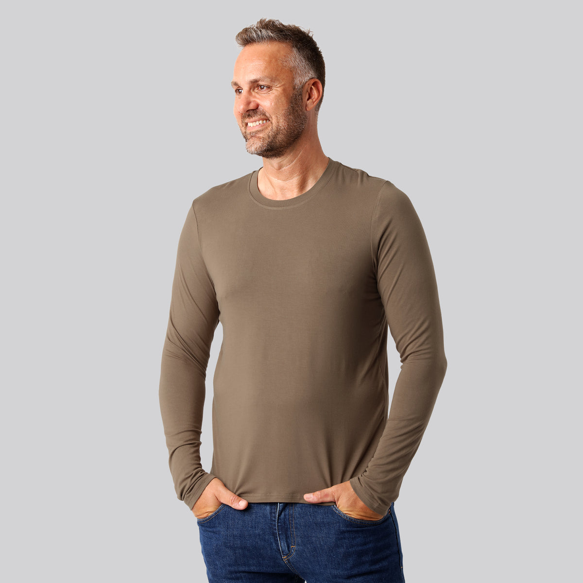 Bambus langærmet t-shirt sand mænd