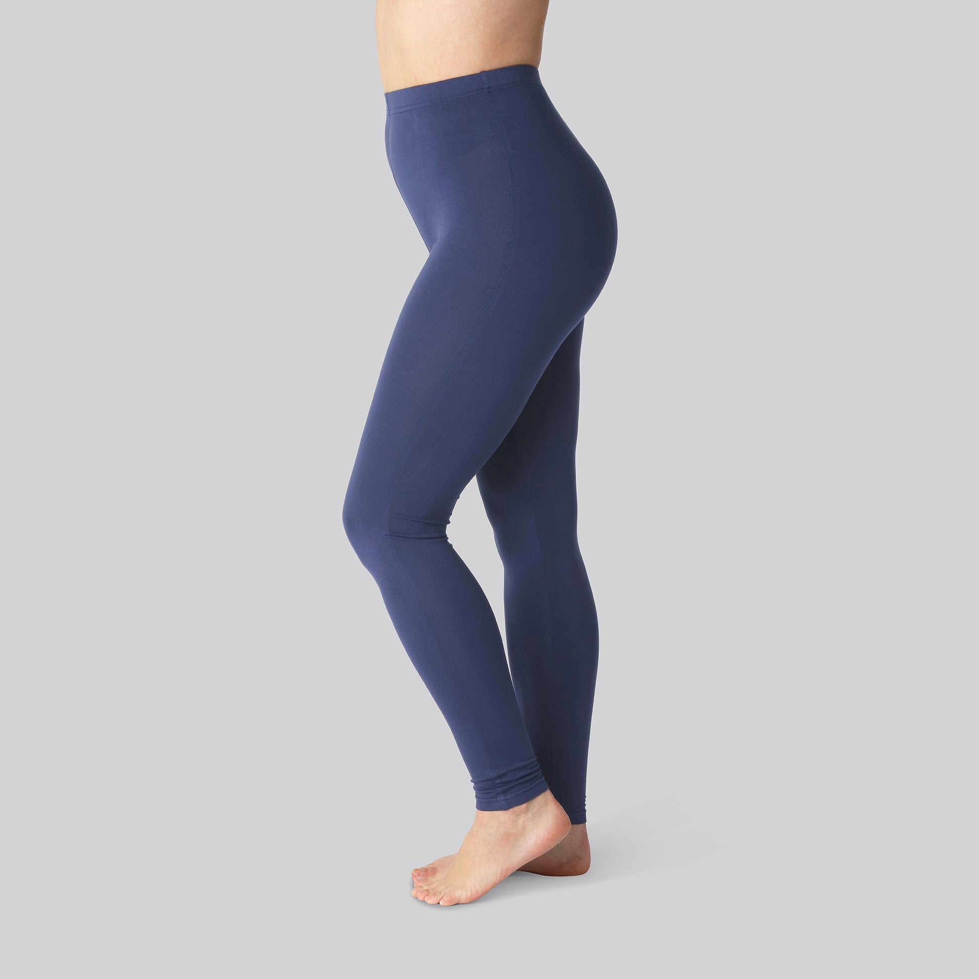 Marinblå bambuleggings med dold resår för damer