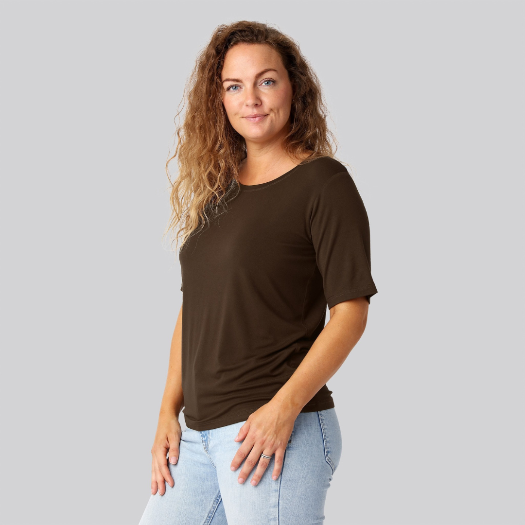 Bambus oversize t-shirt i brun damer