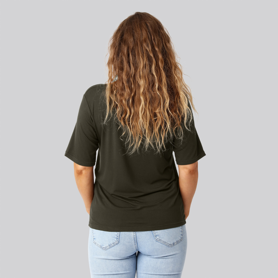 Bambus oversize t-shirt i mørkegrøn til damer