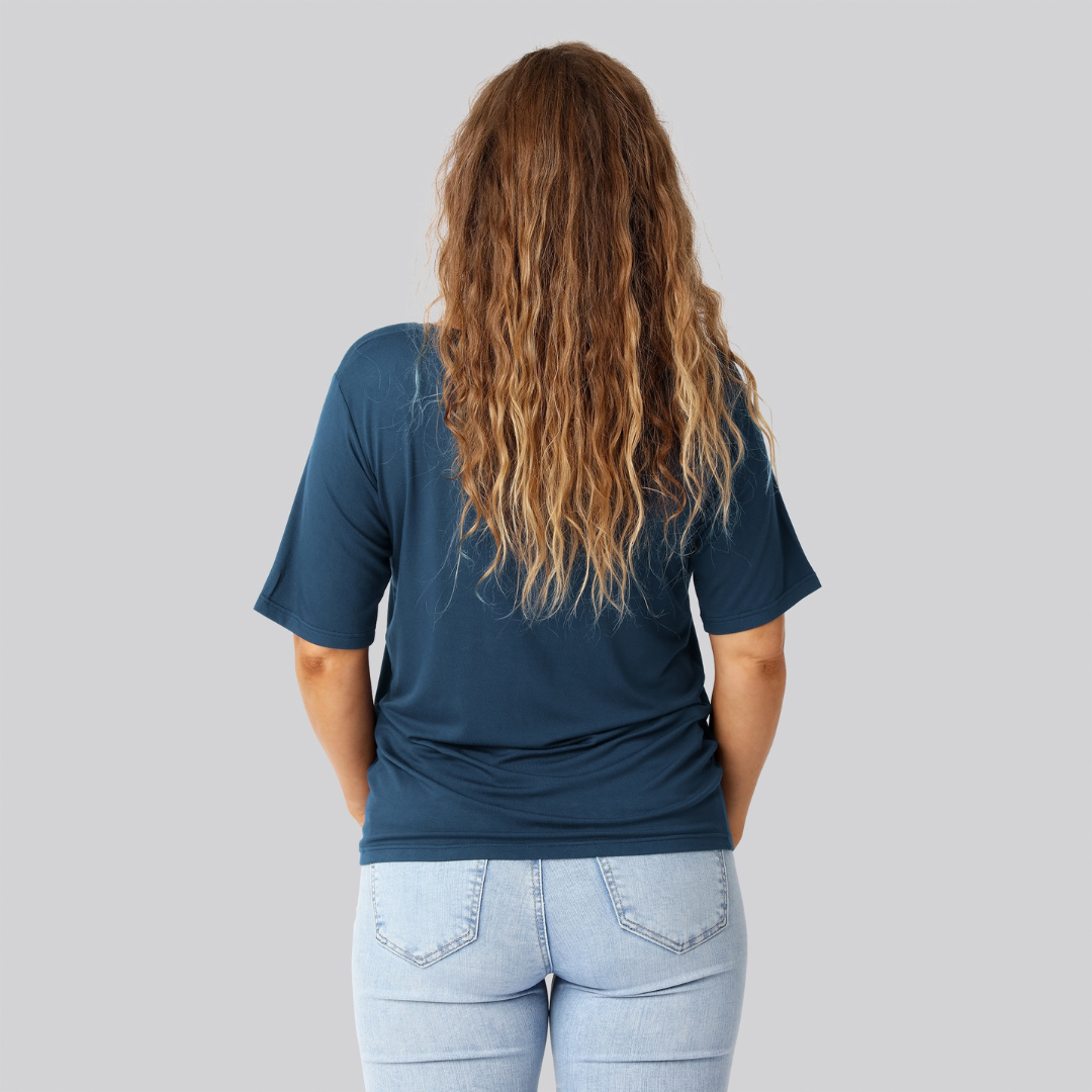 Bambus oversize t-shirt i petroleumsblå til damer