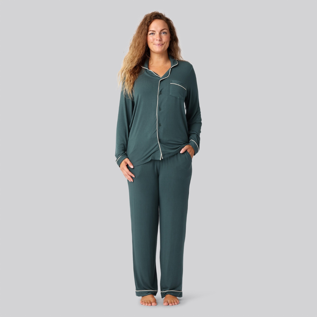 Bambus pyjamas sæt grøn damer