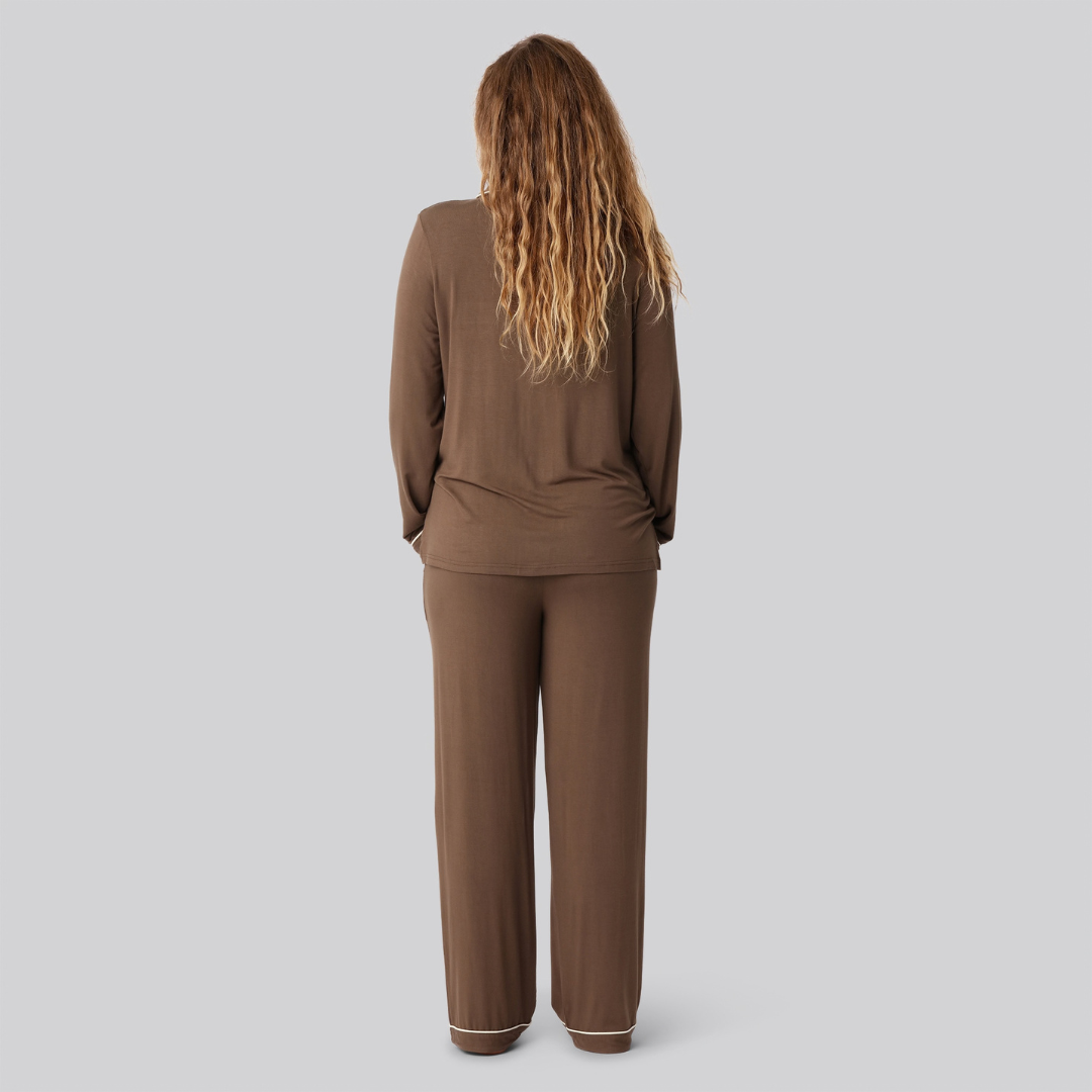 Bambus pyjamas sæt i brun til damer