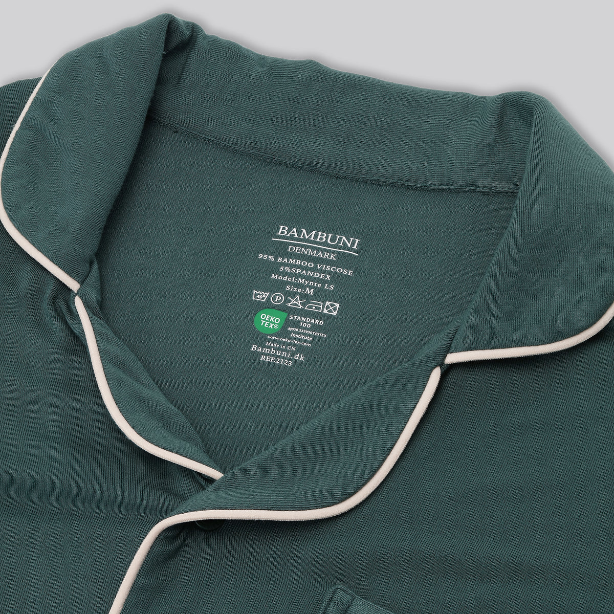 Bambus pyjamas sæt i grøn til damer carelabel