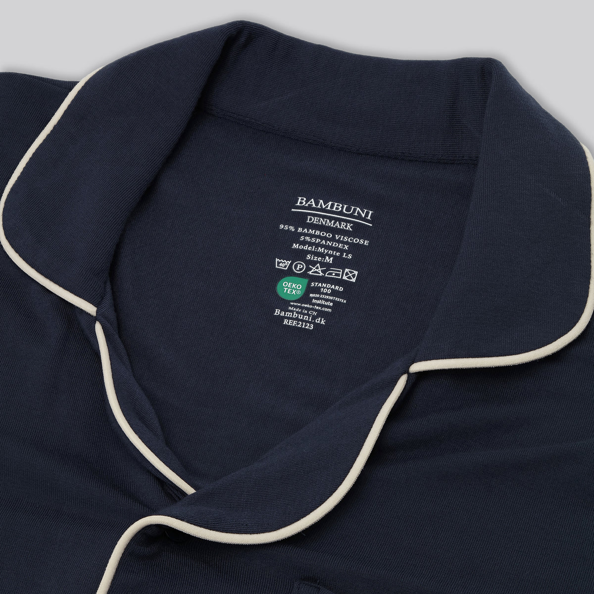 Bambus pyjamas sæt i navy til damer carelabel