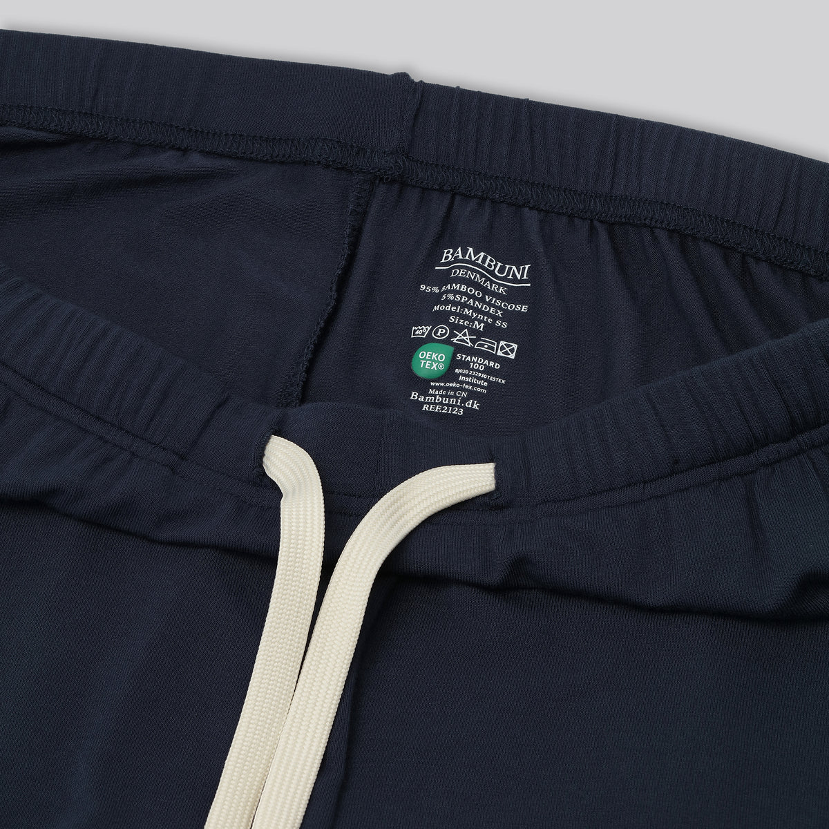 Bambus pyjamas sæt kort navy til damer carelabel