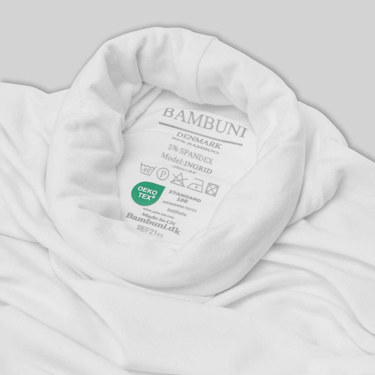 Bambus rullekrave i hvid til damer carelabel