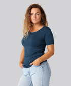 Bambus t-shirt o-hals i petroleumsblå damer