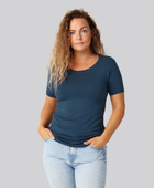 Bambus t-shirt o-hals petroleumsblå damer
