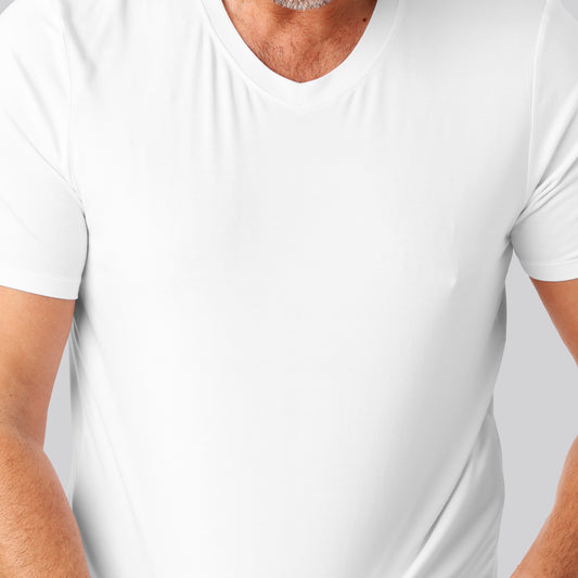 Bambus t-shirt v-hals hvid mand
