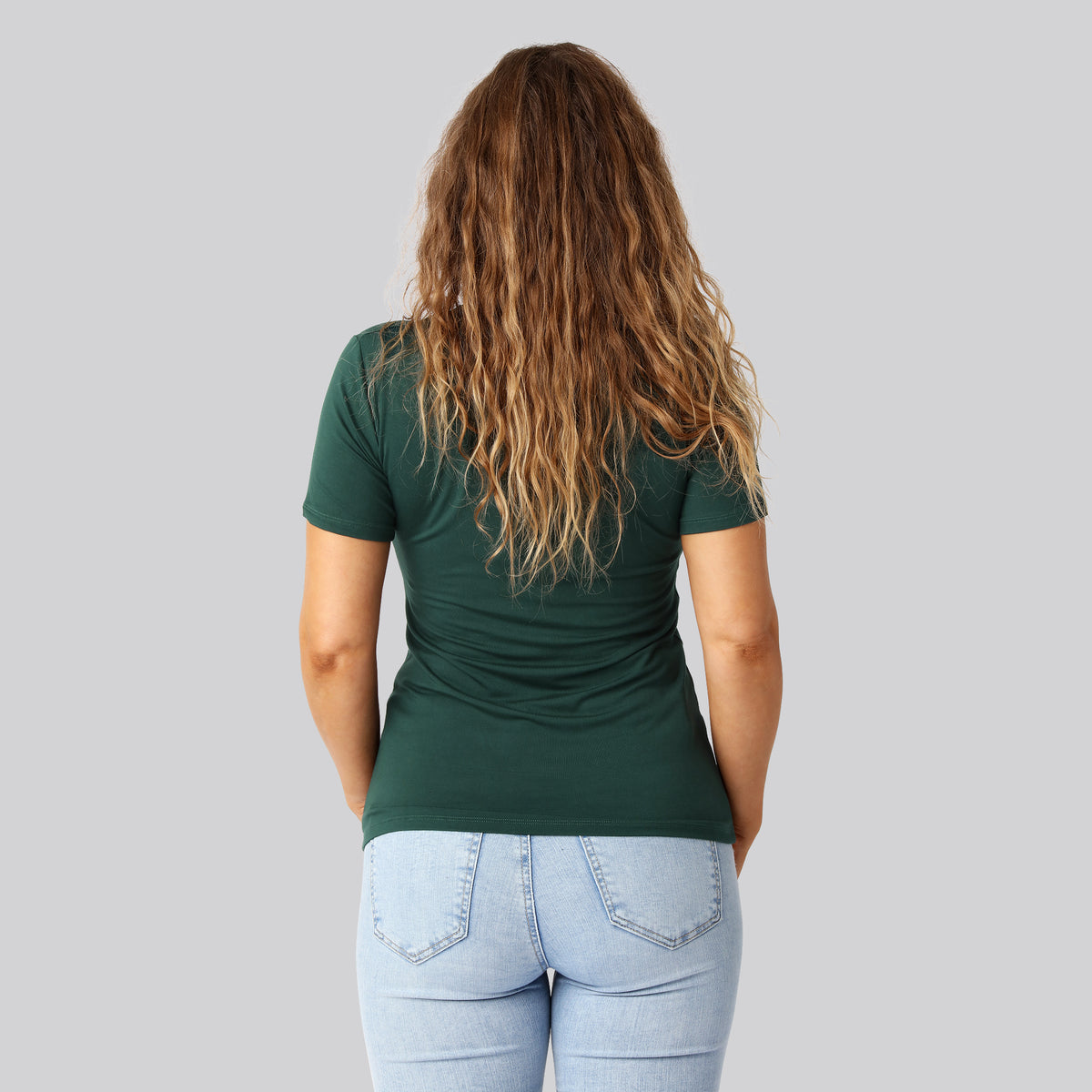 Bambus t-shirt v-hals i grøn damer bag