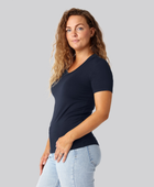 Bambus t-shirt v-hals i navy damer