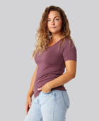 Bambus t-shirt v-hals i rose damer