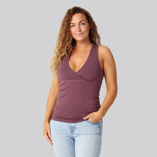 Bambus v-hals top rose damer