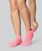 Rosa ankelstrumpor i bambu med vågiga ribbade kanter för kvinnor