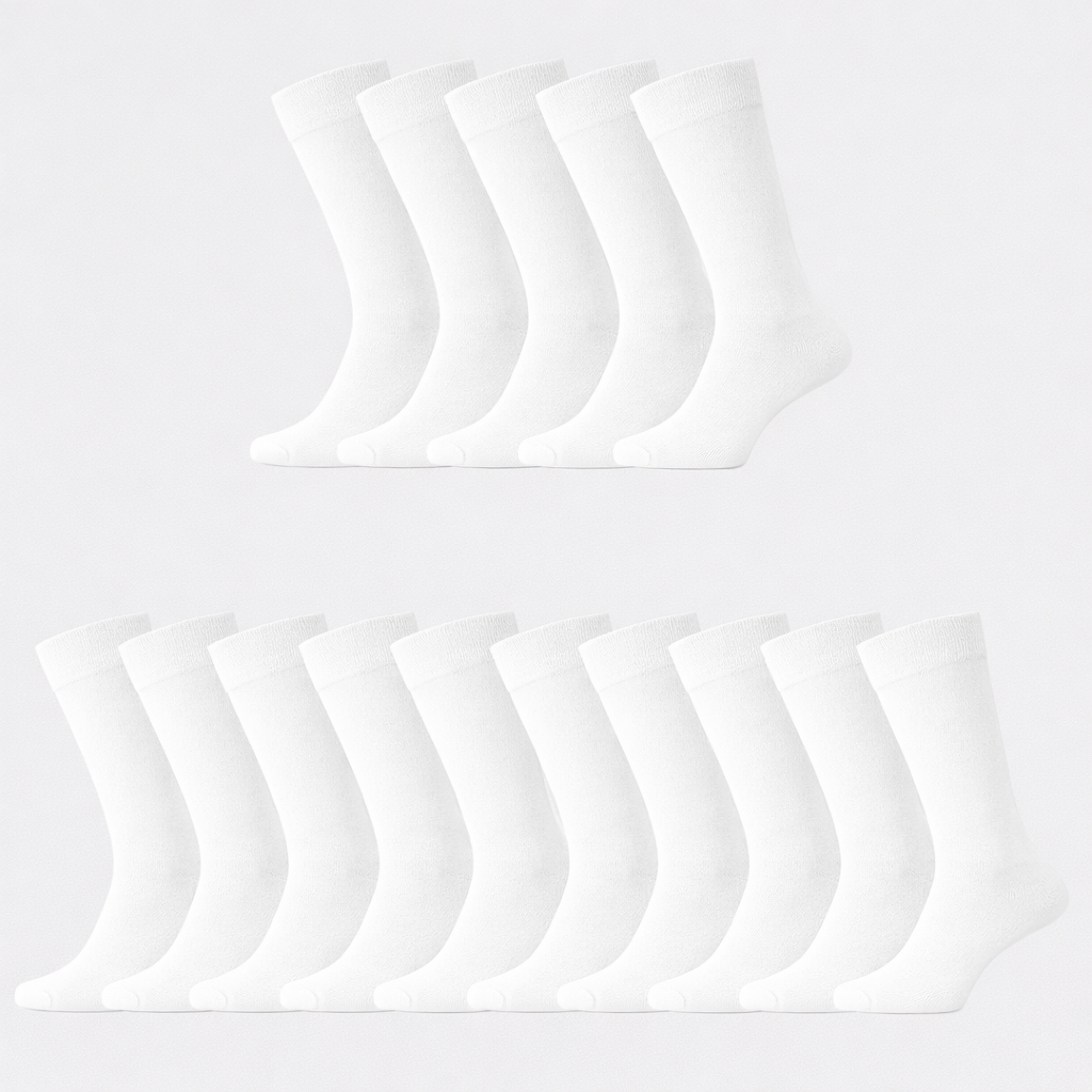 Vita bambusockor för kvinnor, 15-pack