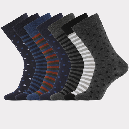 Mönstrade bambusockor för män, 7 par