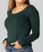 Grön långärmad t-shirt i bambu för kvinnor
