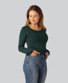 Grön långärmad t-shirt i bambu för kvinnor
