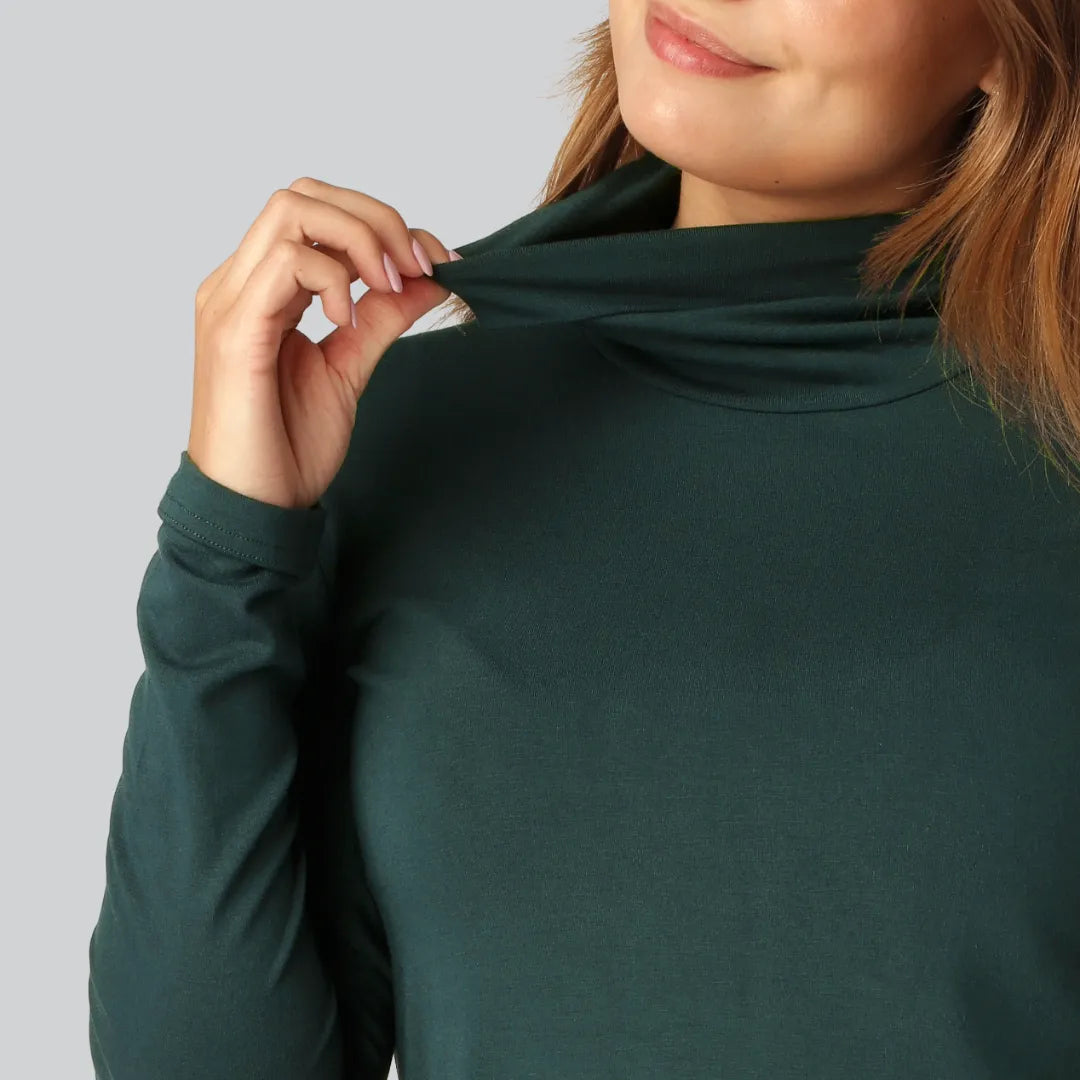Grönt polotröja i bambu för kvinnor