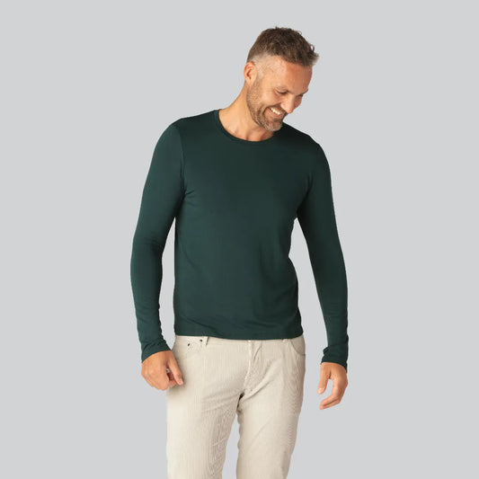 Grönt herrtröja med långa ärmar i bambu