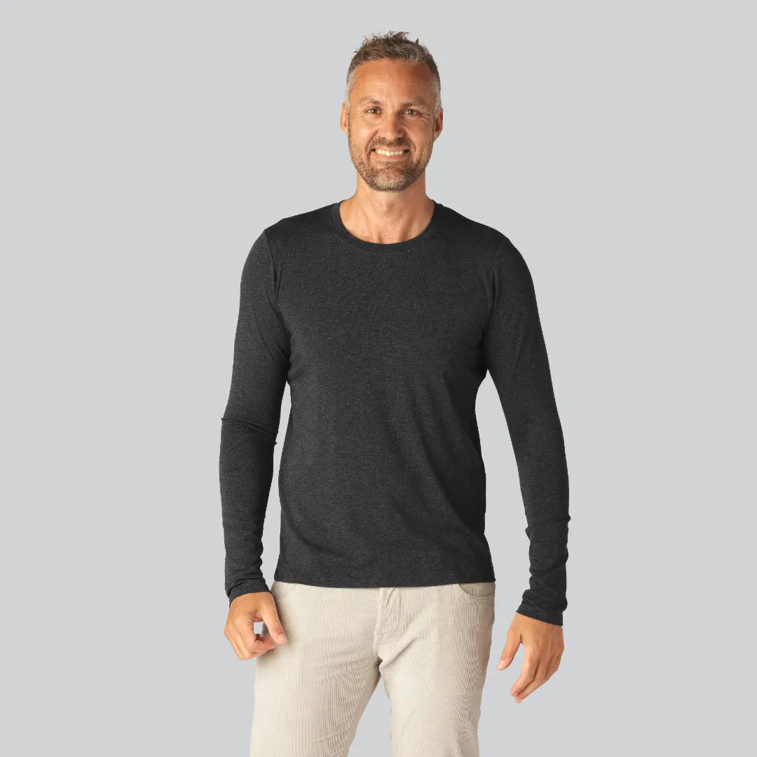 Långärmad bambu-t-shirt i antracitgrå för män