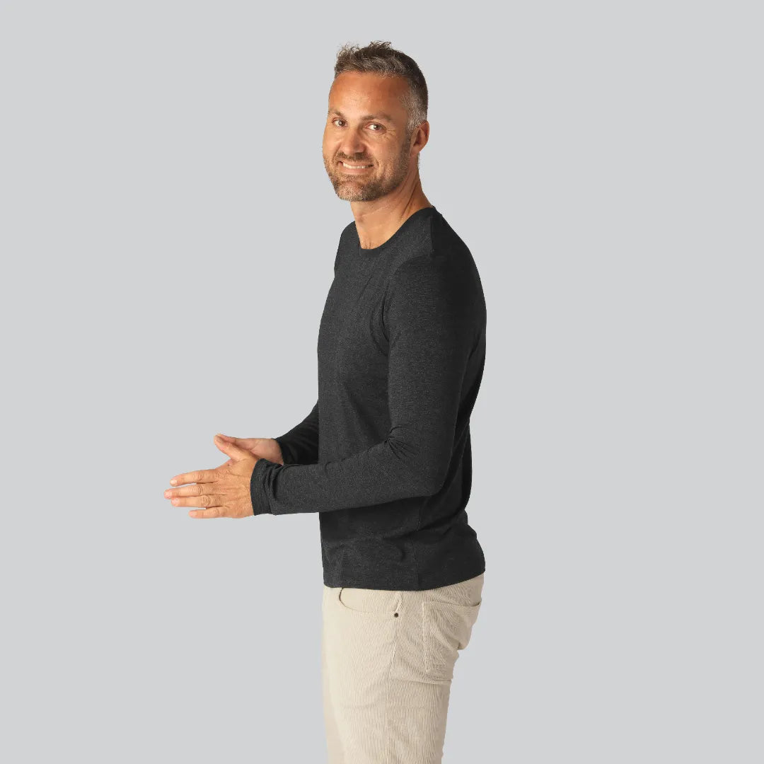Långärmad bambu-t-shirt i antracitgrå för män