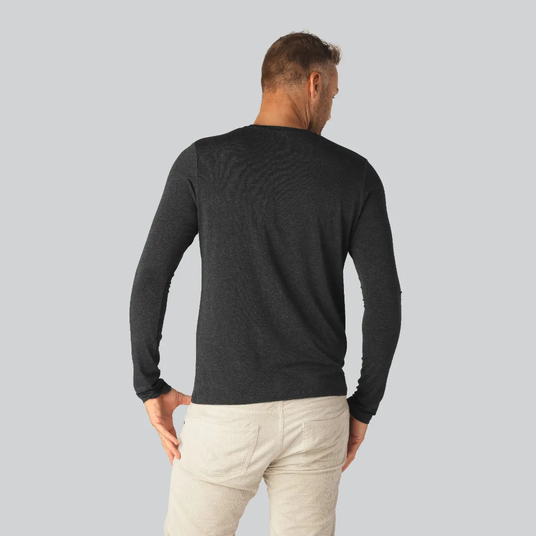 Långärmad bambu-t-shirt i antracitgrå för män