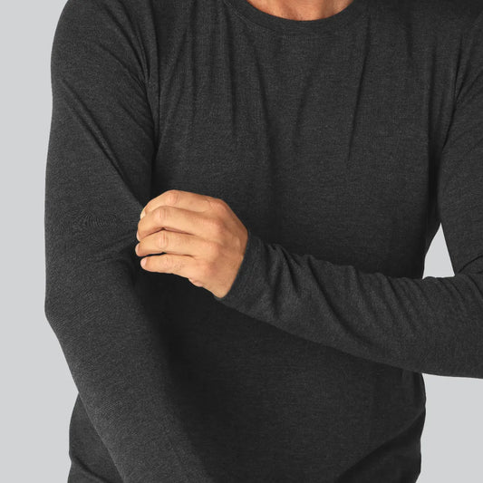 Långärmad bambu-t-shirt i antracitgrå för män