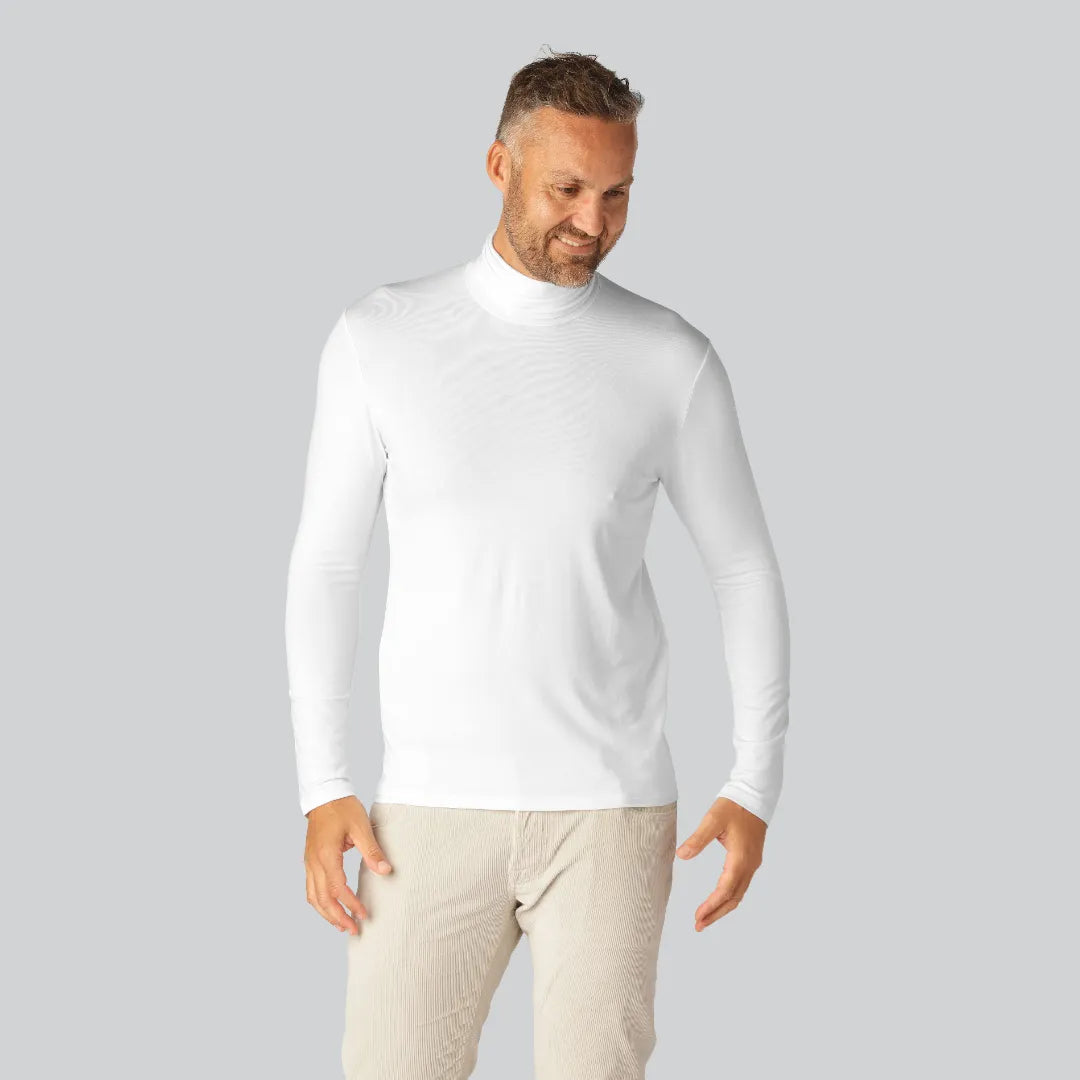 Vit polotröja i bambu för män