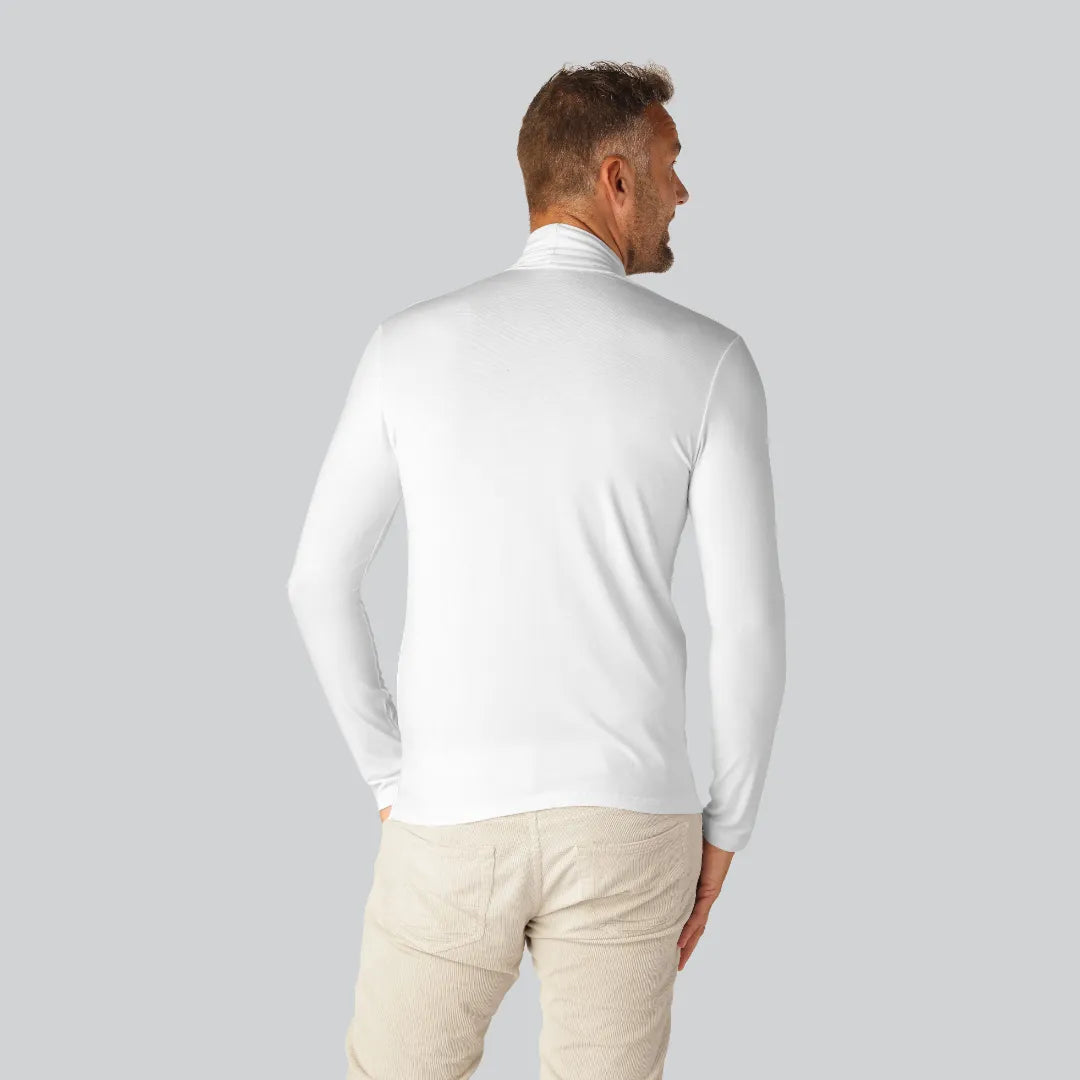 Vit polotröja i bambu för män