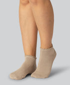 Beige bambusockor med vågiga ribbade kanter för kvinnor