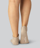 Beige bambusockor med vågiga ribbade kanter för kvinnor