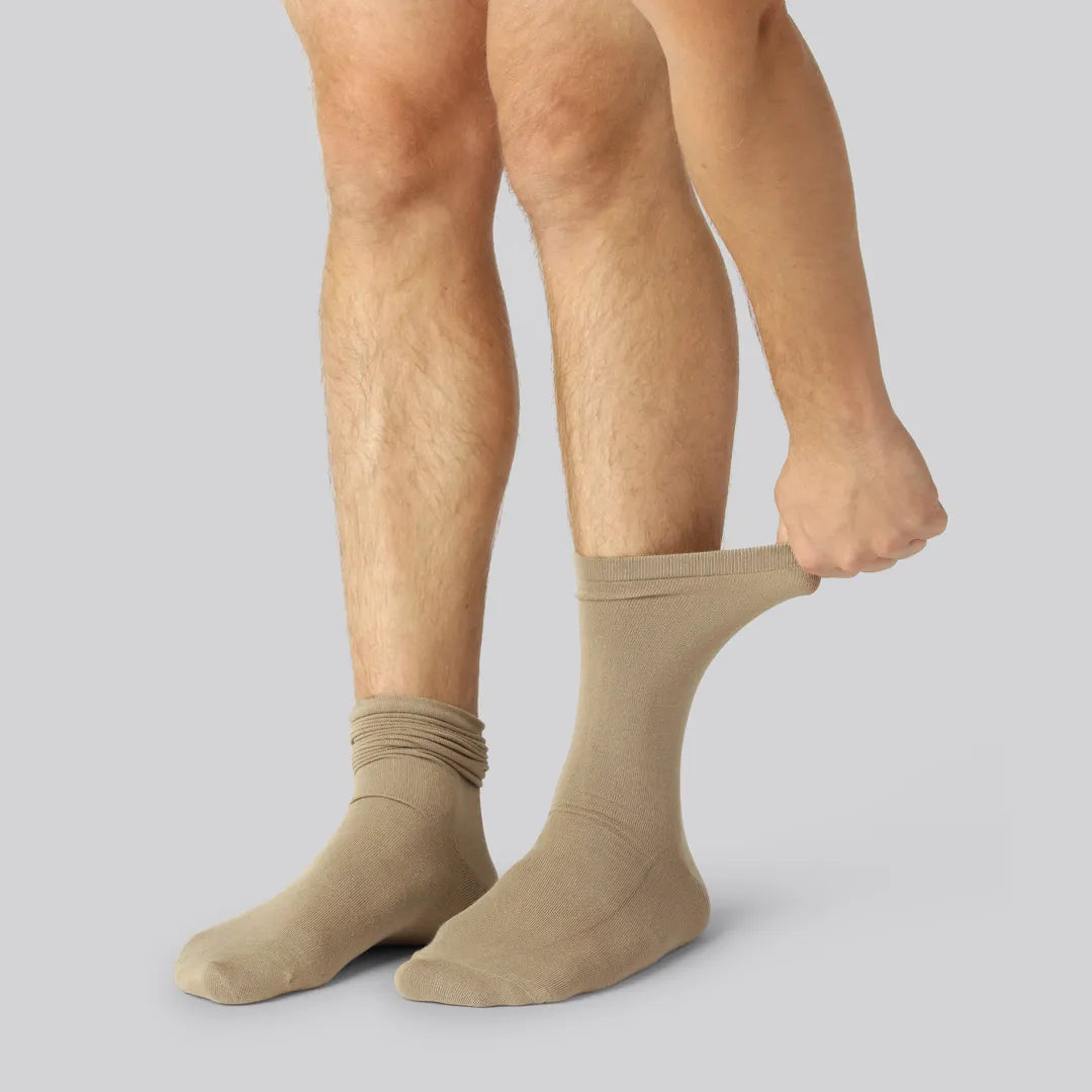 Beige bambusockor utan resår för män