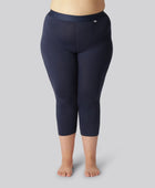 Marinblå 3/4-leggings i bambu med marinblått resår för kvinnor