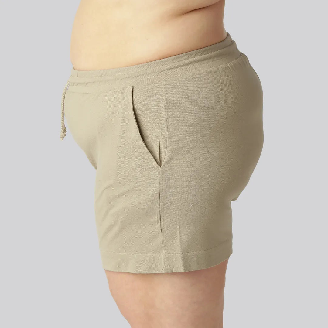 Beige bambushorts för vardagsbruk för kvinnor