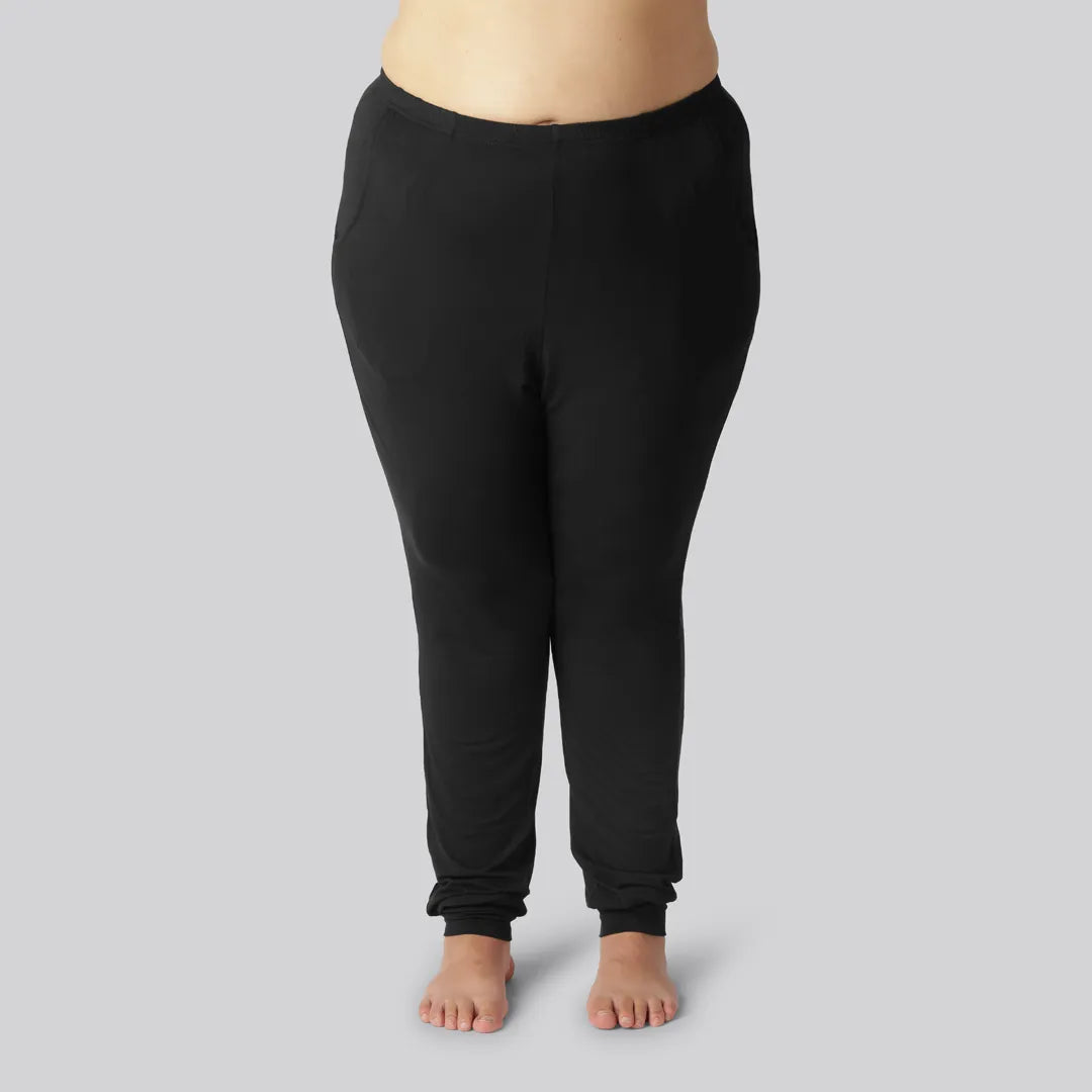 Nattlinnen i bambu i svart för kvinnor