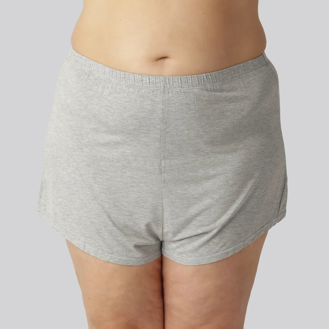 Nattshorts i ljusgrått bambu för kvinnor