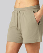 Beige bambushorts för vardagsbruk för kvinnor