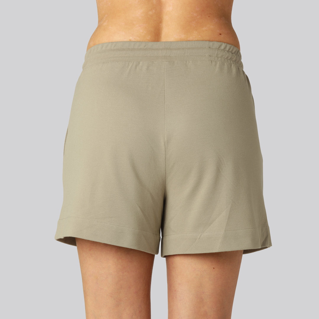 Beige bambushorts för vardagsbruk för kvinnor