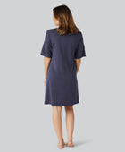 Nattlinne i bambu i marinblått för kvinnor