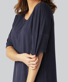 Nattlinne i bambu i marinblått för kvinnor