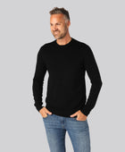 Svart stickad bambu-tröja med rund halsringning för män