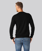 Svart stickad bambu-tröja med rund halsringning för män