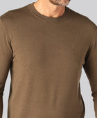 Sandfärgad stickad bambutröja för män